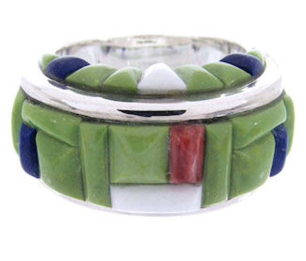 Multicolor Inlay Sterling Silver Jewelry Ring Size 7 AW68876